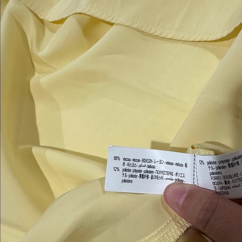 ZARA Butter Yellow Flowy Midi Dress XS Maxi A-line Sundress Strappy Open Back - Picture 10 of 15